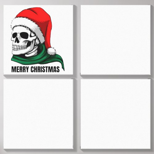 Gothic Christmas Skull with Santa Hat Canvas Photo Tile