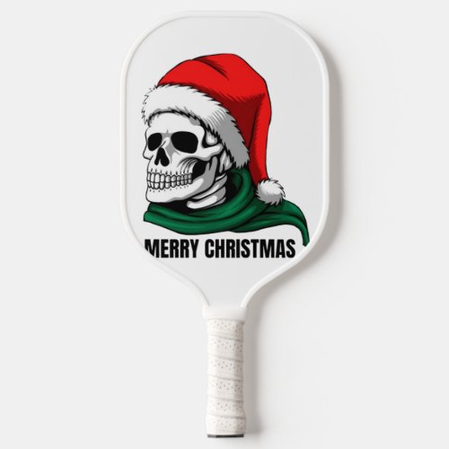 Gothic Christmas Skull with Santa Hat Carbon Fiber Pickleball Paddle