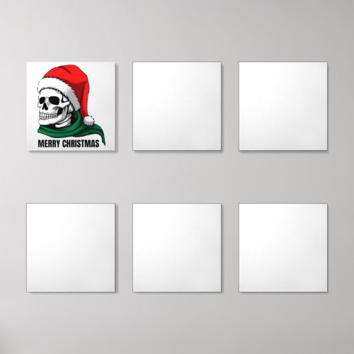 Gothic Christmas Skull with Santa Hat Foam Core Photo Tile