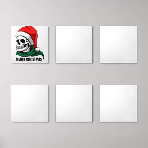 Gothic Christmas Skull with Santa Hat Foam Core Photo Tile