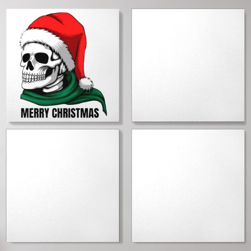 Gothic Christmas Skull with Santa Hat Foam Core Photo Tile