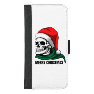 Gothic Christmas Skull with Santa Hat iPhone 8/7 Plus Wallet Case