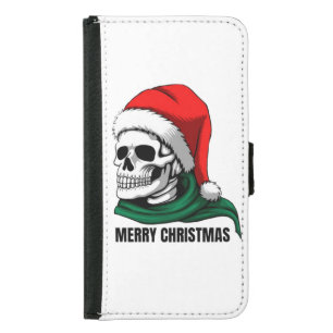 Gothic Christmas Skull with Santa Hat Samsung Galaxy S5 Wallet Case