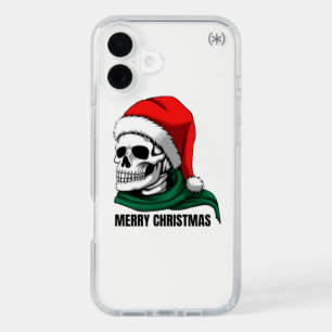 Gothic Christmas Skull with Santa Hat iPhone 16 Plus Case