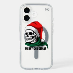 Gothic Christmas Skull with Santa Hat iPhone 16 Case