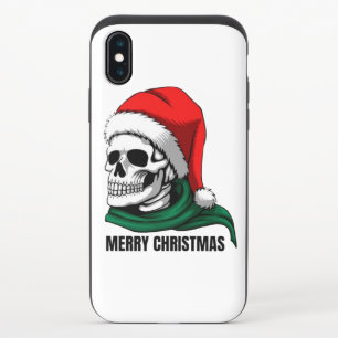 Gothic Christmas Skull with Santa Hat iPhone X Slider Case