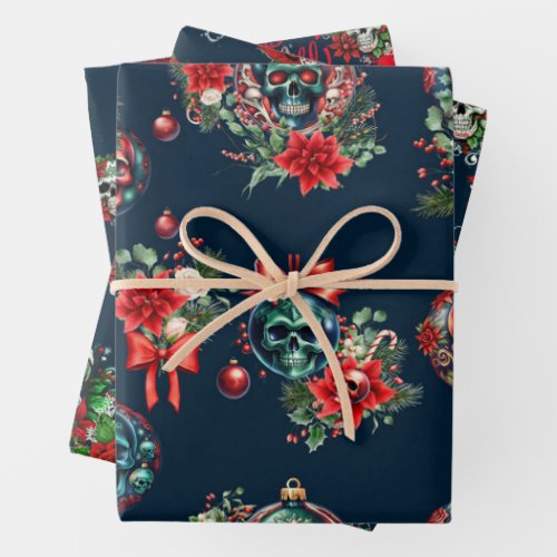 Gothic Christmas Skull Wrapping Paper