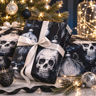 Gothic Christmas Skulls Creepmas Wrapping Paper