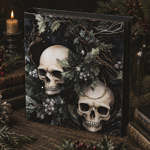 Gothic Christmas Skulls & Holly 3 Ring Binder