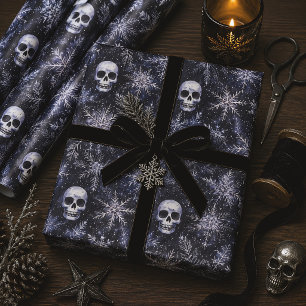 Gothic Christmas Skulls & Snowflakes Wrapping Paper Sheets