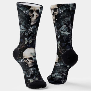 Gothic Christmas Skulls Socks