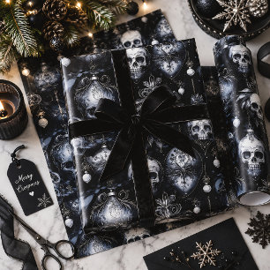 Gothic Christmas Skulls Spooky Wrapping Paper Sheets