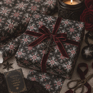 Gothic Christmas Snowflakes Wrapping Paper Sheets