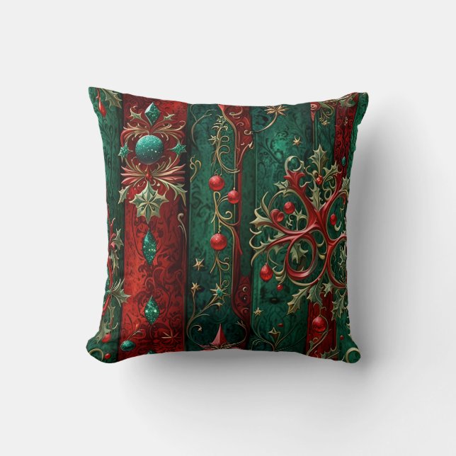 Gothic Christmas Throw Pillow (Front)