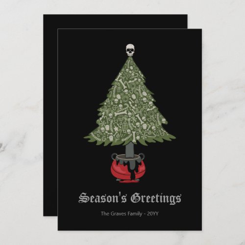 Gothic Christmas Tree Black  Holiday Card