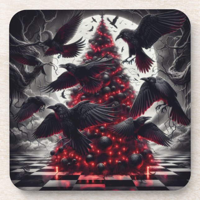 Gothic Christmas Tree | Dark Holiday Decor  Beverage Coaster (Front)