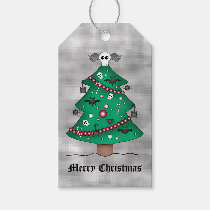 Gothic Christmas tree Gift Tags | Zazzle