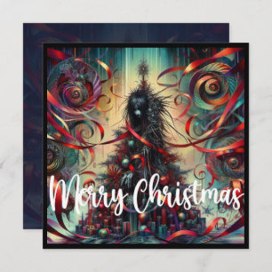 Gothic Christmas Tree Girl Holiday Card