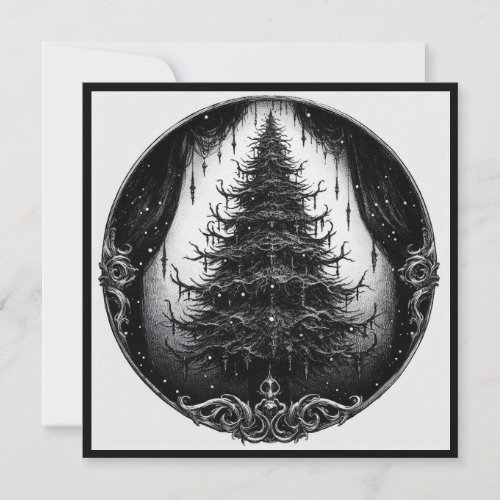 Gothic Christmas Tree Goth Xmas Holiday Card