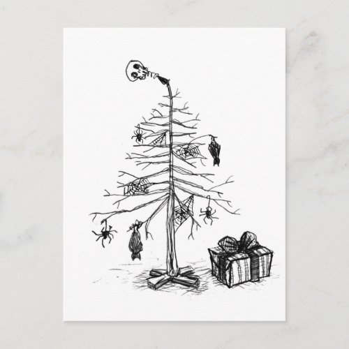 Gothic Christmas Tree Holiday Postcard