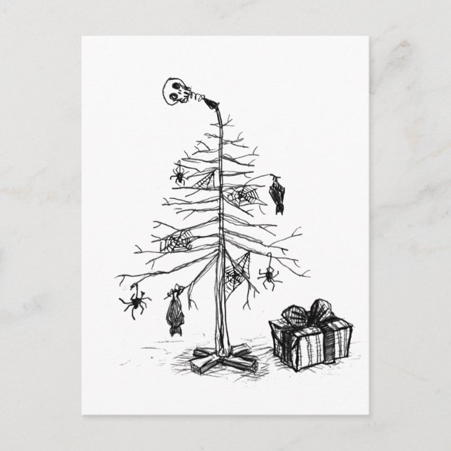 Gothic Christmas Tree Holiday Postcard (Front)