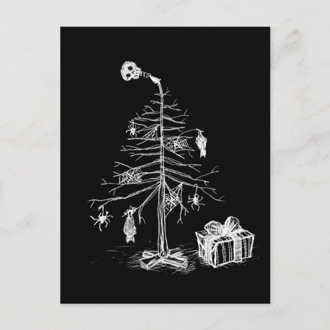 Gothic Christmas Tree Holiday Postcard (Front)