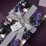 Gothic Christmas Tree Skulls Black & Purple Wrapping Paper<br><div class="desc">Wrap up happiness one gift at a time with this beautifully detailed gothic christmas tree pattern featuring skull and bauble ornaments around lovely purple flowers. Visit the Wrap Happy shop for more gorgeous and unique designs, </div>