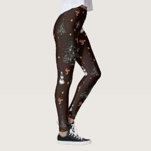 Gothic Christmas Tree Snowman Animals Leggings