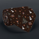 Gothic Christmas Tree Snowman Animals Neck Tie<br><div class="desc">The design features a Gothic style Christmas tree,  little creepy snowmen,  creepy little critters,  a deer,  berries,  candle holder and more. It is perfect for anyone who is looking for a more unconventional Christmas motif and wants to combine their love of Gothic and Christmas.</div>