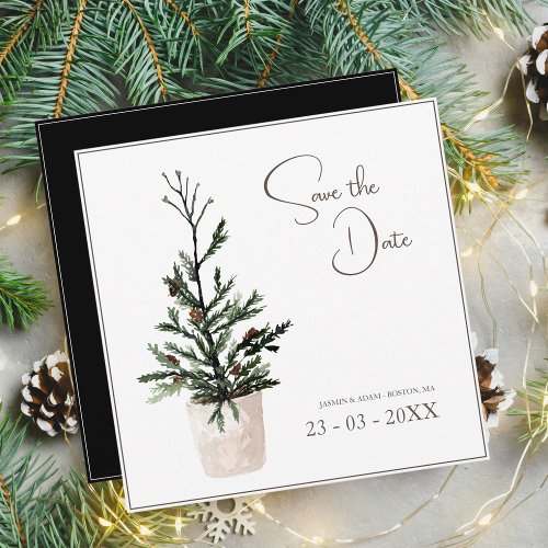 Gothic Christmas Tree Winter Wedding  Save The Date