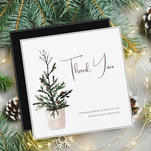 Gothic Christmas Tree Winter Wedding  Thank You Card