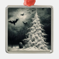Gothic Christmas Tree with Spooky Bats Horror