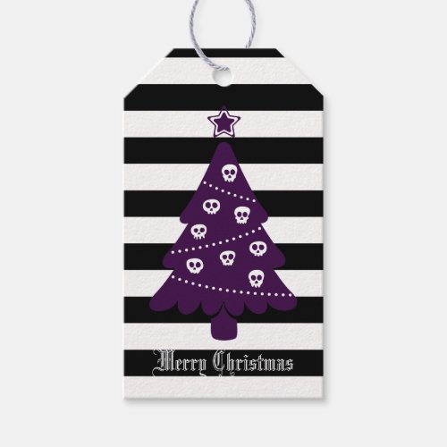 Gothic Christmas Tree With Stripes Gift Tags