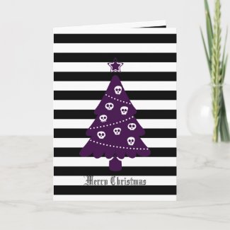 Gothic Christmas Tree With Stripes Holiday Card