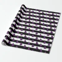 Goth Black Wrapping Paper with Purple Snowflakes