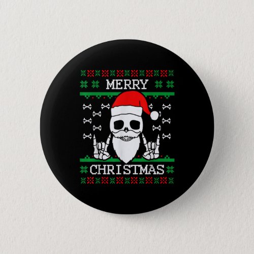 Gothic Christmas Ugly Skull Rock Christmas Gift Button