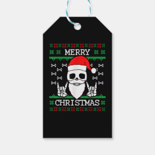Gothic Christmas Ugly Skull Rock Christmas Gift Tags