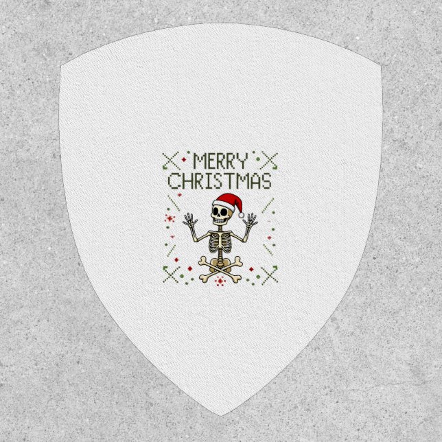 Gothic Christmas Ugly Skull Rock Christmas T-Shirt Patch (Front)