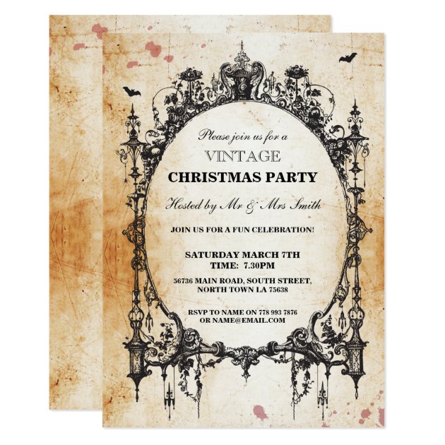 Gothic Christmas Vintage Invitation Party
