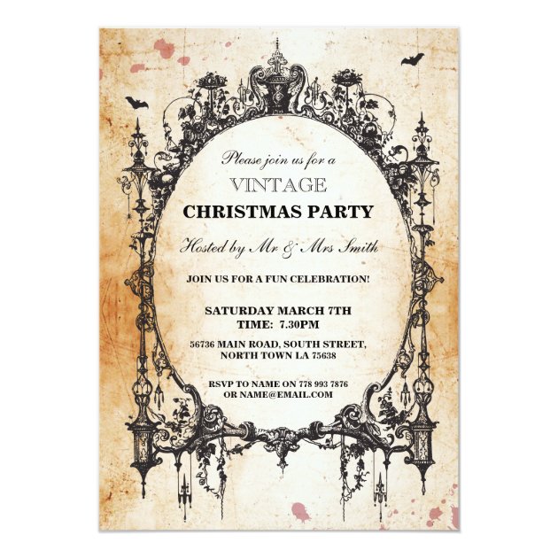 Gothic Christmas Vintage Invitation Party