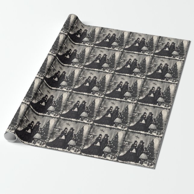 Gothic Christmas Wrapping Paper (Unrolled)