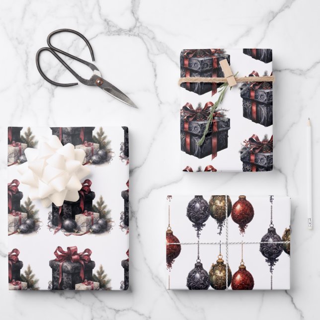 Gothic Christmas Wrapping Paper Sheets (Front)