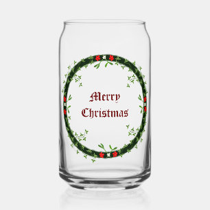 Gothic Christmas Wreath Custom Can Glass