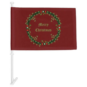 Gothic Christmas Wreath Custom Car Flag