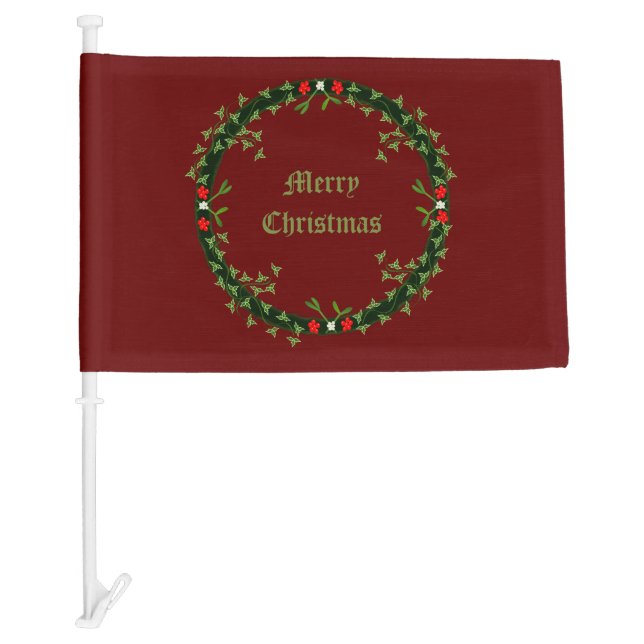 Gothic Christmas Wreath Custom Car Flag (Front)