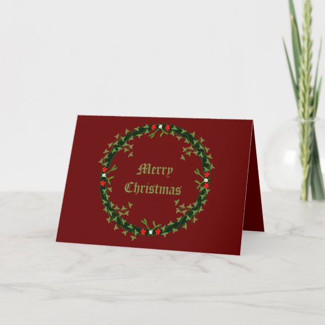 Gothic Christmas Wreath Custom Card (Front)