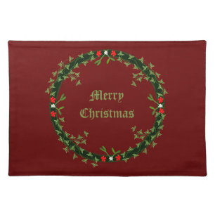 Gothic Christmas Wreath Custom Cloth Placemat