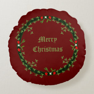 Gothic Christmas Wreath Custom Double Sided Round Pillow