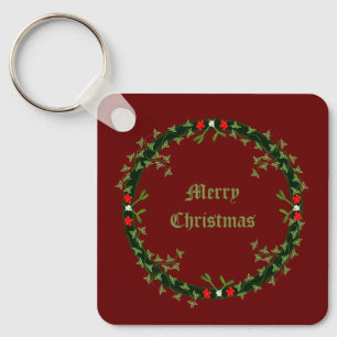 Gothic Christmas Wreath Custom Keychain