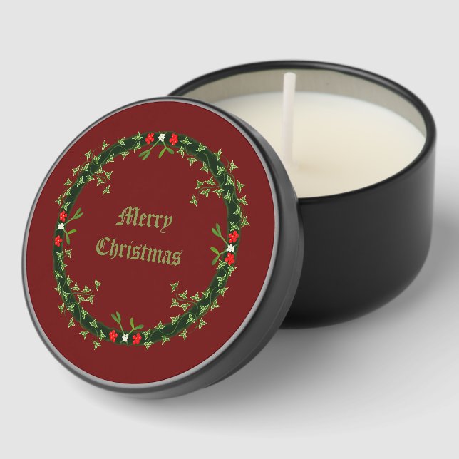 Gothic Christmas Wreath Custom Mini Candle Favors (Corner)